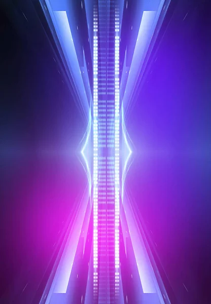 Ultraviolet abstract light. Diode tape, light line. Violet and pink gradient. Modern background, neon light. Empty stage, spotlights, neon. Abstract light.