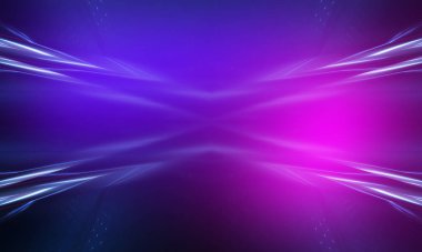 Ultraviyole soyut ışık. Diyot bant, ışık hattı. Violet ve pembe gradyan. Modern arka plan, neon ışık. Boş sahne, spot ışıkları, neon ışıklar. Soyut ışık.