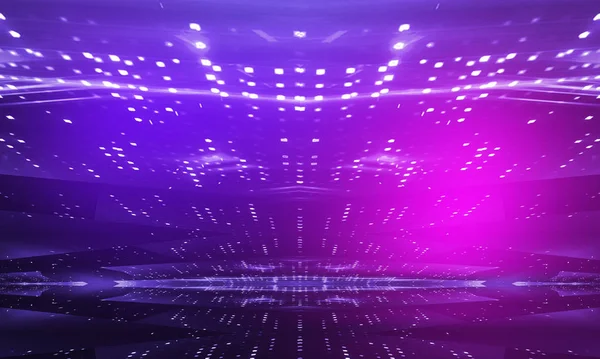 Ultraviolet abstract light. Diode tape, light line. Violet and pink gradient. Modern background, neon light. Empty stage, spotlights, neon. Abstract light.