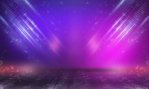 Ultraviolet abstract light. Diode tape, light line. Violet and pink gradient. Modern background, neon light. Empty stage, spotlights, neon. Abstract light.