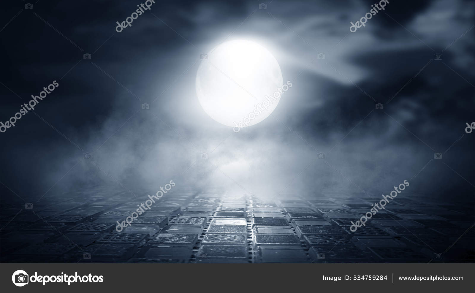 Драматичный Черно Белый Фон Облачное Ночное Небо Лунный Свет.
