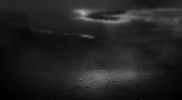 Fond Noir Blanc Dramatique Ciel Nocturne Nuageux Clair Lune Réflexion — Photo