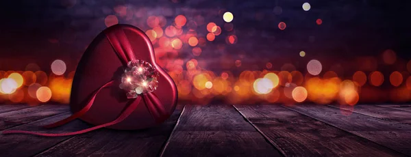 Valentine Day Romantic Scene Flowers Hearts — Stock Photo, Image
