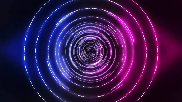 Dark Futuristic Neon Background Light Center Neon Circle Rays Lines — Stock Photo, Image