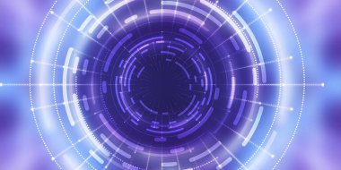 Karanlık teknoloji soyut arka plan ve neon parıltısı. Soyut arkaplanda siber çember lazer figürü. Karanlık soyut fütüristik arka plan. Sahnenin ortasındaki siber çemberin geometrik şekli. 