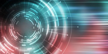 Karanlık teknoloji soyut arka plan ve neon parıltısı. Soyut arkaplanda siber çember lazer figürü. Karanlık soyut fütüristik arka plan. Sahnenin ortasındaki siber çemberin geometrik şekli. 