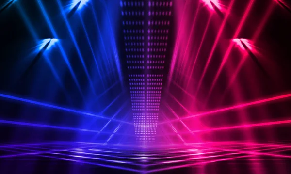 Dunkler Abstrakter Futuristischer Hintergrund Neonfarbene Linien Leuchten Neonfarbene Linien Formen — Stockfoto