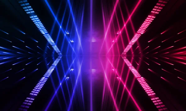 Sötét Elvont Futurisztikus Háttér Neonvonalak Ragyognak Neon Vonalak Formák Rózsaszín — Stock Fotó