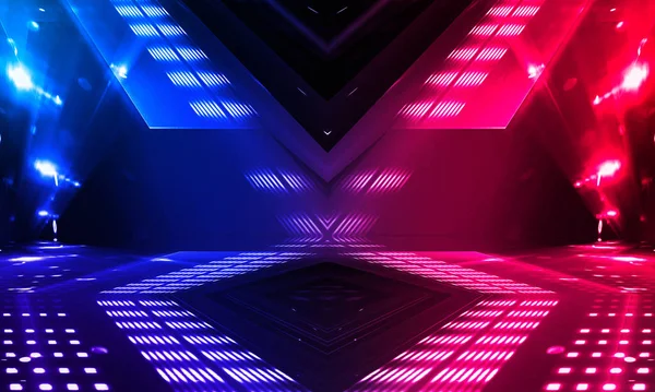 Dark Abstract Futuristic Background Neon Lines Glow Neon Lines Shapes — Stock Photo, Image