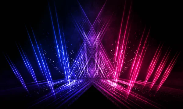 Dark Abstract Futuristic Background Neon Lines Glow Neon Lines Shapes — Stock Photo, Image