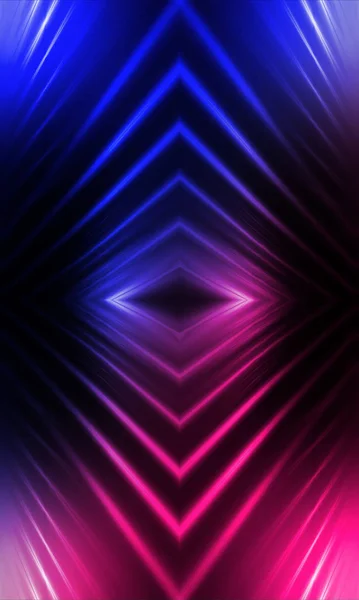 Donkere Abstracte Futuristische Achtergrond Neonlijnen Gloeien Neonlijnen Vormen Roze Blauwe — Stockfoto