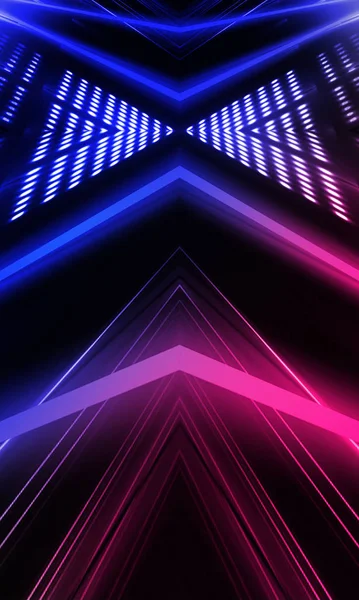 Dunkler Abstrakter Futuristischer Hintergrund Neonfarbene Linien Leuchten Neonfarbene Linien Formen — Stockfoto