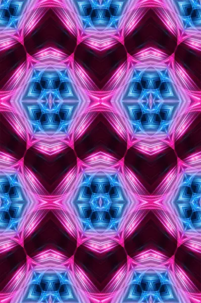 Donkere Abstracte Futuristische Achtergrond Neonlijnen Gloeien Neonlijnen Vormen Roze Blauwe — Stockfoto