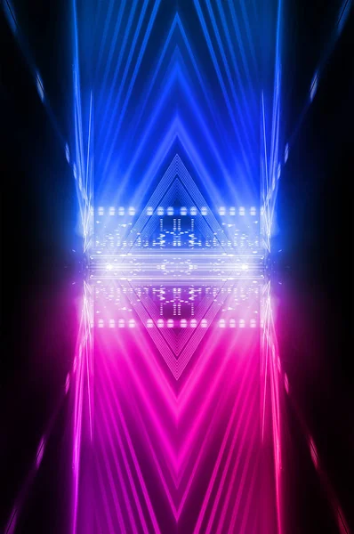 Dark Abstract Futuristic Background Neon Lines Glow Neon Lines Shapes — Stock Photo, Image