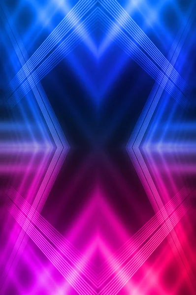 Donkere Abstracte Futuristische Achtergrond Neonlijnen Gloeien Neonlijnen Vormen Roze Blauwe — Stockfoto