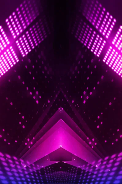Donkere Abstracte Futuristische Achtergrond Neonlijnen Gloeien Neonlijnen Vormen Roze Blauwe — Stockfoto