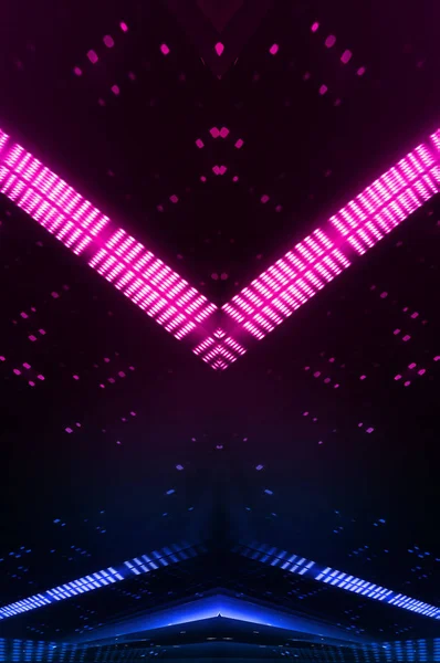 Ciemne Abstrakcyjne Futurystyczne Tło Neonowe Linie Świecą Neonowe Linie Kształty — Zdjęcie stockowe