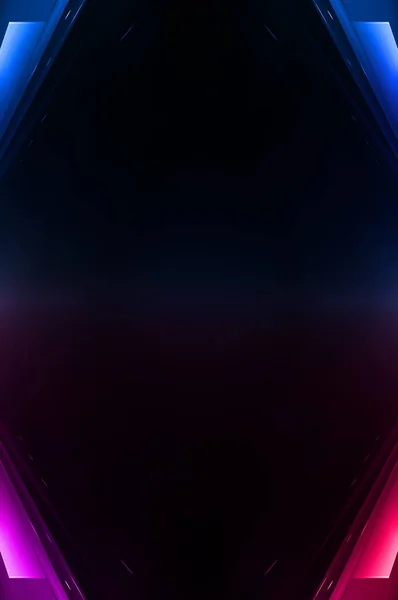 Donkere Abstracte Futuristische Achtergrond Neonlijnen Gloeien Neonlijnen Vormen Roze Blauwe — Stockfoto