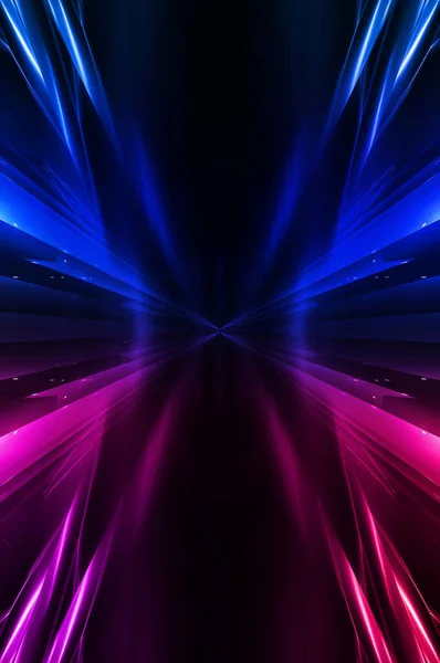 Donkere Abstracte Futuristische Achtergrond Neonlijnen Gloeien Neonlijnen Vormen Roze Blauwe — Stockfoto