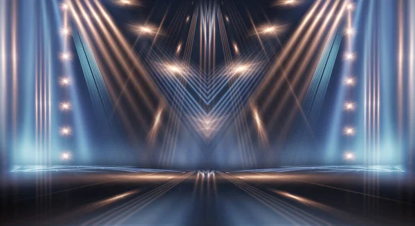 Achtergrond Van Lege Showscene Lege Donkere Moderne Abstracte Neon Achtergrond — Stockfoto