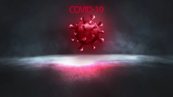 Ковід Спалах Коронавірусу Вірус Плаває Клітинному Середовищі Коронавірусний Грип Епідемія — стокове фото