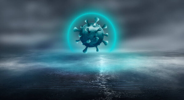 Covid-19, coronavirus outbreak, virus floating in a cellular environment, coronaviruses influenza background, viral disease epidemic, 3D  of virus, organism, virus seen micro.