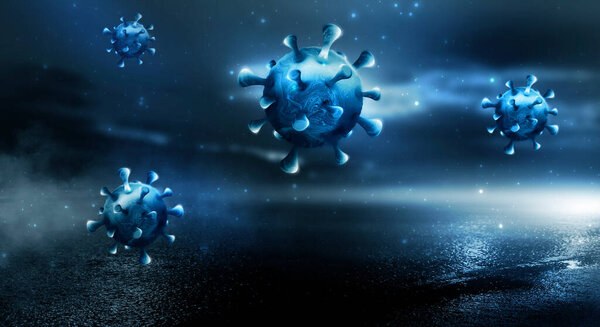 Covid-19, coronavirus outbreak, virus floating in a cellular environment, coronaviruses influenza background, viral disease epidemic, 3D  of virus, organism, virus seen micro.