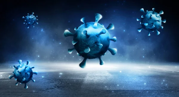 Covid Brote Coronavirus Virus Que Flota Entorno Celular Antecedentes Influenza — Foto de Stock