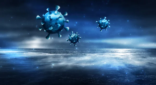 Covid Coronavirus Outbreak Virus Floating Cellular Environment Coronaviruses Influenza Background — Stock Photo, Image