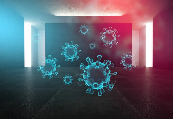 Covid 라이트 어두운 바이러스의 요소와 추상적 바이러스 질병의 마이크로 유기체 — 스톡 사진