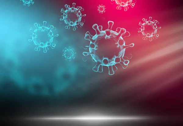 Covid 라이트 어두운 바이러스의 요소와 추상적 바이러스 질병의 마이크로 유기체 — 스톡 사진