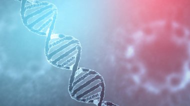 Covid-19, virüsün elementlerinin soyutlanması. Viral hastalıklar salgını. Mikro organizmalar, makro, 3 boyutlu çizimler. Salgın, tıbbi.