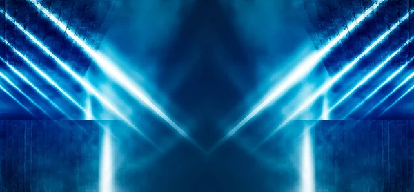 Tunnel Blauem Neonlicht Unterirdischer Gang Abstrakter Blauer Hintergrund Hintergrund Eines — Stockfoto