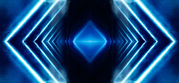 Tunnel Blauw Neon Licht Ondergrondse Gang Abstracte Blauwe Achtergrond Achtergrond — Stockfoto