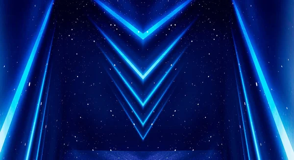 Тунель Блакитному Неоновому Світлі Підземний Прохід Абстрактний Синій Фон Фон — стокове фото