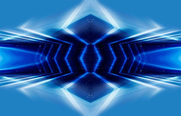 Tunnel Blue Neon Light Underground Passage Abstract Blue Background Background — Stock Photo, Image