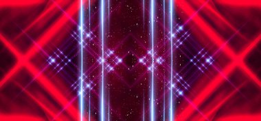 Tünel neon ışığı, yeraltı geçidi. Soyut kırmızı arkaplan. Arkaplan siyahı ve neon ışığı boş. Satır ve parlaklık ile soyut arkaplan