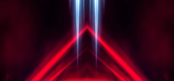 Neonové Světlo Tunelu Podzemní Chodba Abstraktní Červené Pozadí Pozadí Černé — Stock fotografie