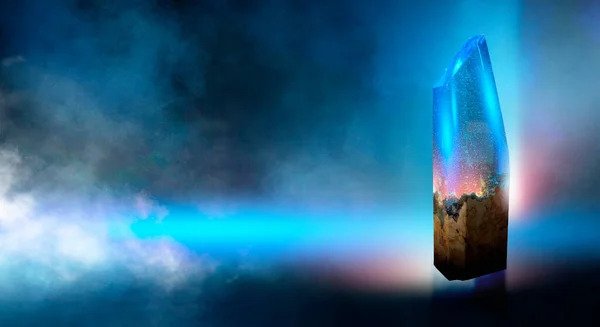Nachtlampje Neon Blauw Licht Epoxy Kristal Licht Teine Room Blauw — Stockfoto