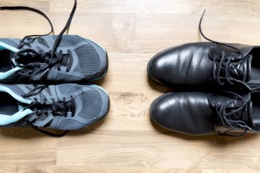 Sonra iş etkinlik kavramı. Office Ayakkabı ve spor ayakkabı, hazır