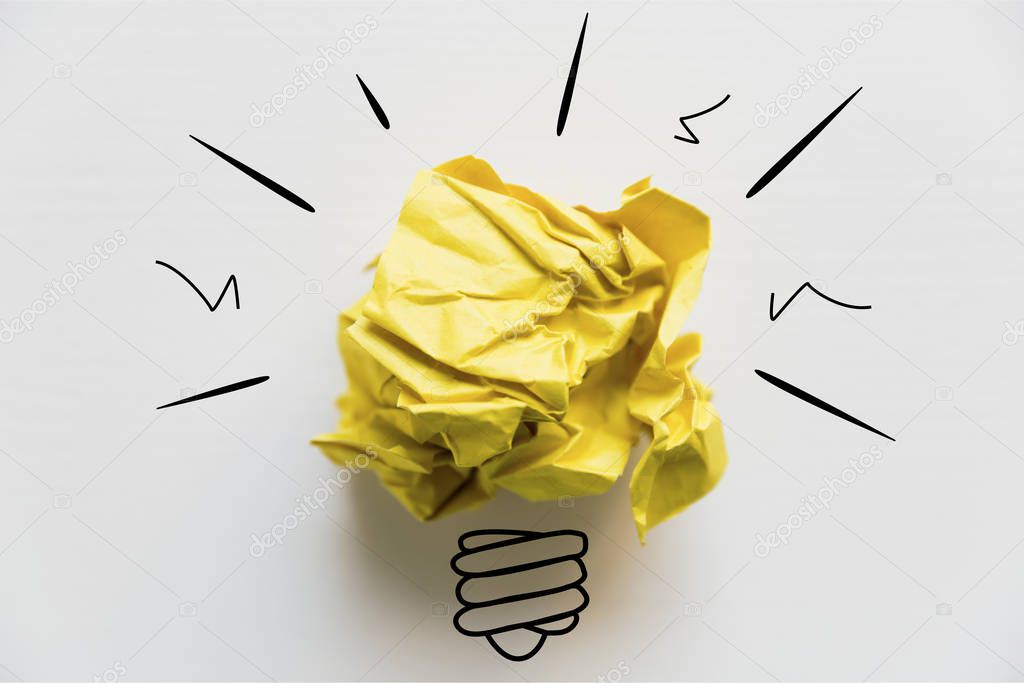 Creative idea. Concept of idea and innovation with yellow paper 