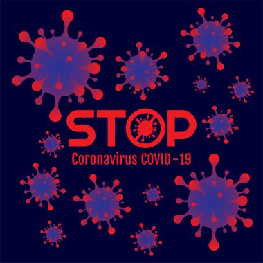 Coronavirus formülü vektör simgeleri. Koronavirüsü durdur. Coronavirus 2019 nCov, Covid 19 NCP virüs dur işaretleri, sağlık koruma etiketleri