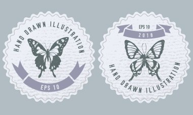 Tek renkli etiketler, grafium weiskei, korinea octauius hisse senedi illüstrasyonları.