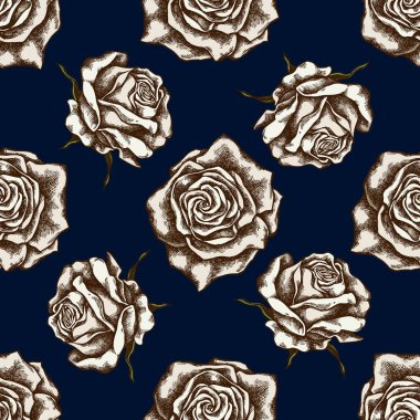 Kusursuz desenli, el çizimi güller.