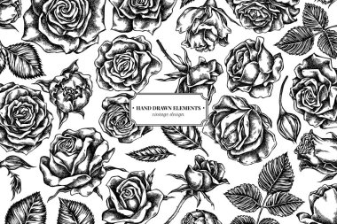 Siyah ve beyaz güllü çiçek tasarımı