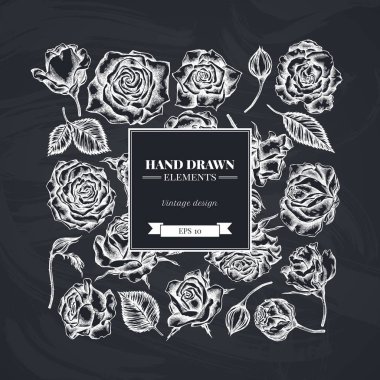 Tebeşir güllü kare çiçek tasarımı