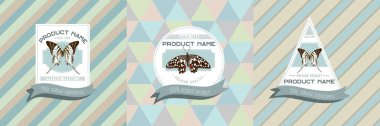 Grafiyum androcle ve papilio demoleus resimli üç renkli etiket.