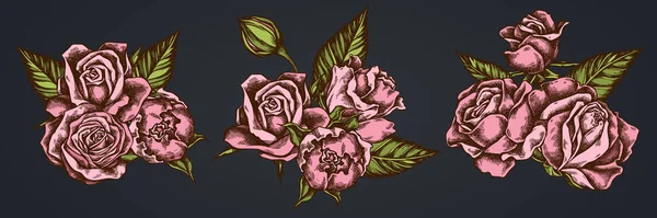 Цветочный букет цветных роз — стоковый вектор