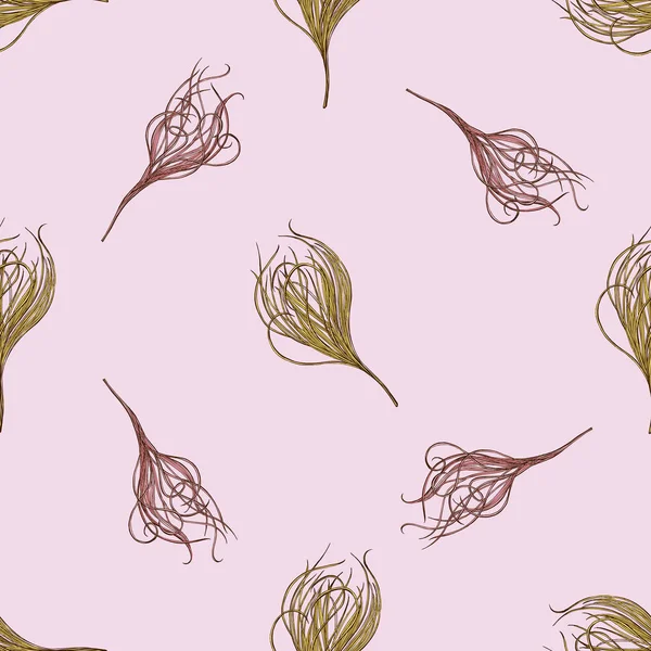 Бесшовный рисунок с выкрашенной вручную травой из перьев — стоковый вектор
