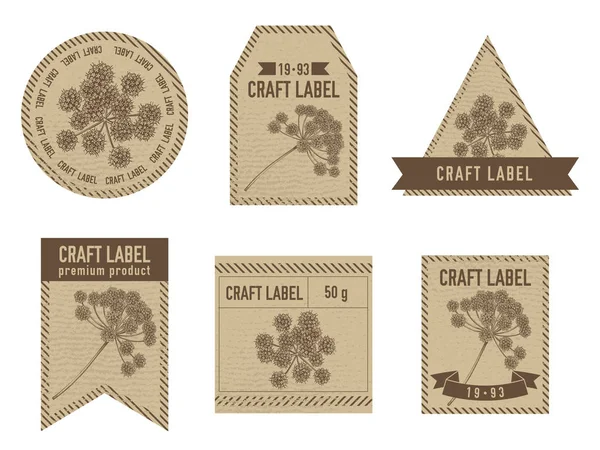 Craft labels with angelica stock illustration art — 스톡 벡터